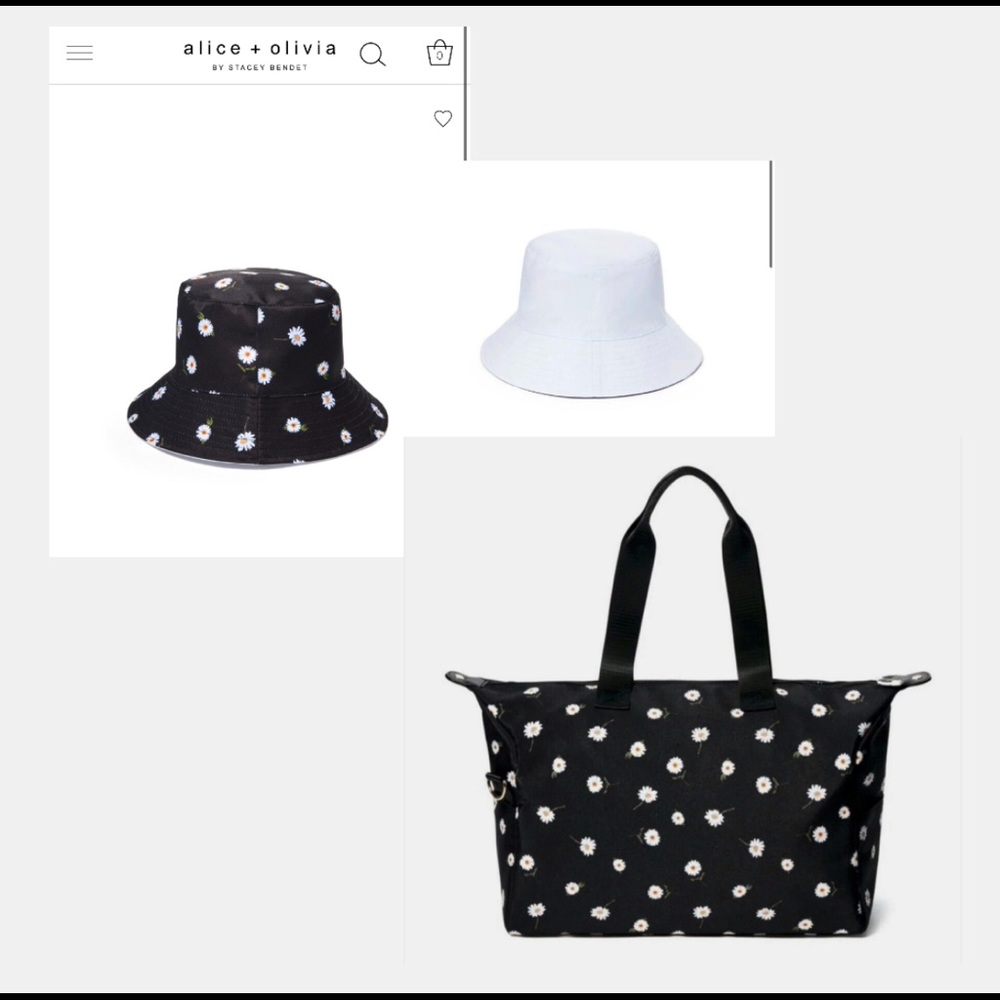 Alice + Olivia Daisy Duffle & Bucket Hat Set NWT